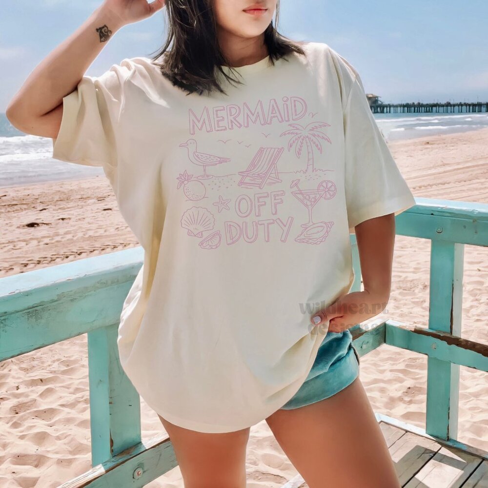 Mermaid Off Duty Shirt, Mermaid Shirt, Beach Shirt, Vacation, Summer - Dust